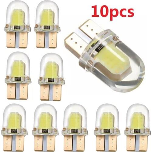 10Pcs Car Width Light T10 Door light White Silicone Shell 3W COB LED Lights