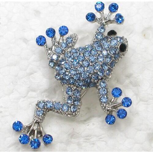 12pcs/lot Wholesale Fashion Brooch Rhinestone Frog Pin brooches jewelry gift C101559