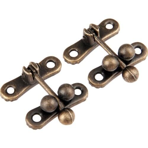2Pcs 31*33mm Antique Bronze Box Latch Hasps Furniture Locked Box Suitcase Toggle Latch Buckles Wooden case Hasp