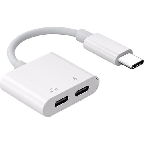 2 in 1 Dual Type C Headphone Adapter USBC Splitter Jack AUX o Charging Converter for Huawei Samsung Xiaomi