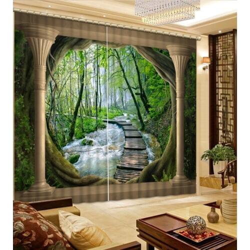 2019 3D Curtain Custom Forest roman column Curtains For Bedroom Living Room Kitchen Curtains Blackout Curtains