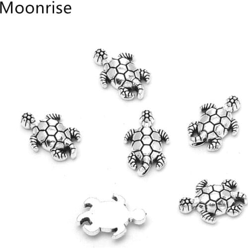 30Pcs Antique Silver Tortoise Spacer Beads 12.5x9mm Tibetan Metal Sea Animal Turtle Ocean Creatures Charm Beads