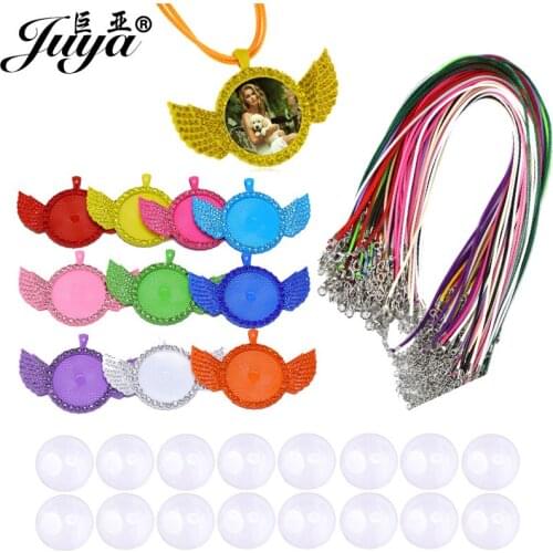 30pcs/set 20/30mm Pendant Base Cabochon Cameo Glass With 50cm Leather Rope Chain For Jewelry Making Finding Diy Hip Hop Necklace