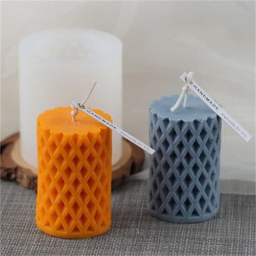 3D Silicone Mold Candle Mesh Cylindrical Creative Candle Resin Mold Decoration Candle DIY Handmade Material Molds