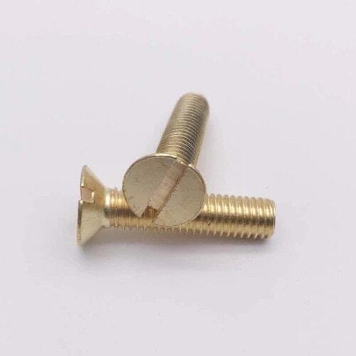 5pcs M5 Brass Slotted flat head screw one line socket Countersunk heads screws Mechanical bolts 8mm-60mm Length