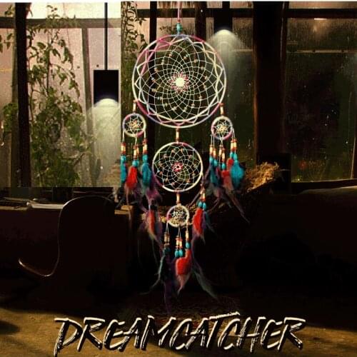 5 Iron Ring Colorful Feather Dream Catcher Wall Art Wind Chimes Indian Dreamcatcher Pendant Gift Wedding Home Decoration Jewelry