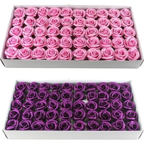 50Pcs/Set Korean Four-Layer Soap Roses Artificial Flowers Head For Make Gift Box Bride Bouquet Home Wedding Decor Diy Supplies