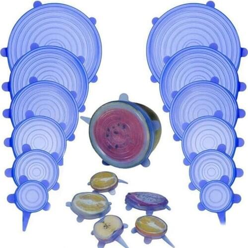 6 Pcs Reusable Food Packaging Cover Silicon Food Fresh-Keep Sealing Cap Vacuum Stretch Silicone Lids Kitchen Silicone Cover