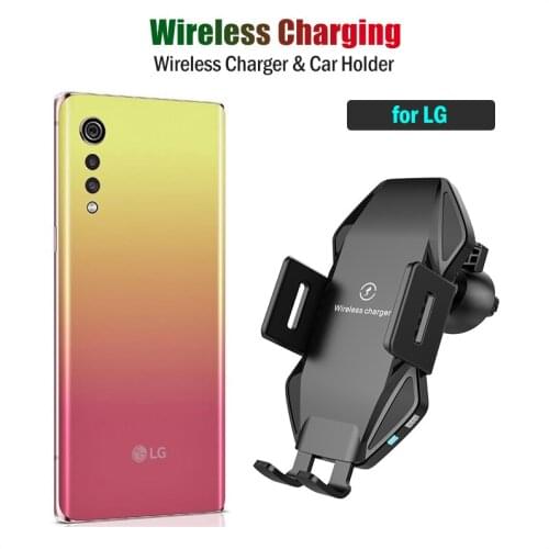 10W Fast Qi Car Wireless Charger for LG Velvet V35 V40 V50 V60 ThinQ 5G G8 G8S G8X ThinQ Case Wireless Charging Stand Car Holder