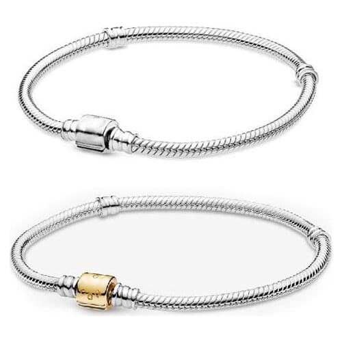 Pan home 925 silver belt bucket chain buckle bone chain double color bucket bone snake chain bracelet DIY chain bead