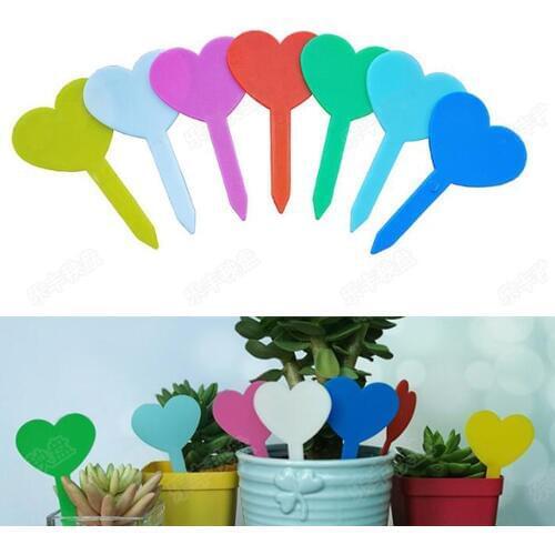 100pcs PP Colorful Heart-shaped Flower Label Garden Succulent Plant Tags Plants Ornaments 4.6*8.2 cm