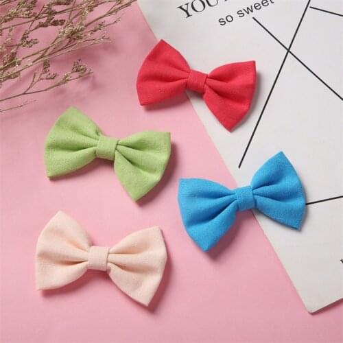 Baby Linen Hair Clips Girls Solid Lovely Barrettes Summer Bows Hairgrips for Children Kids Hairclips Photo Prop Hair Accessories