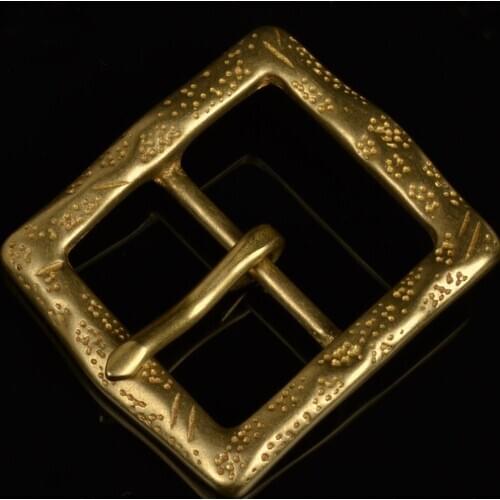 DIY leather craft 40mm inner width hole punch design solid brass pin buckle 2pcs/lot 50x66mm