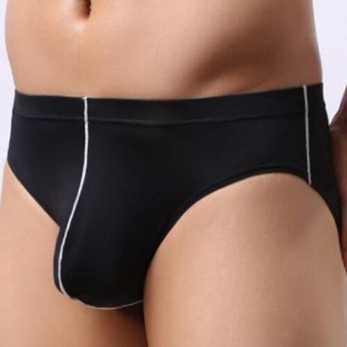 Mens Ice Silk Underwear Briefs Sexy Transparent Pure Color Cream Convex Breathable And Comfortable Dream