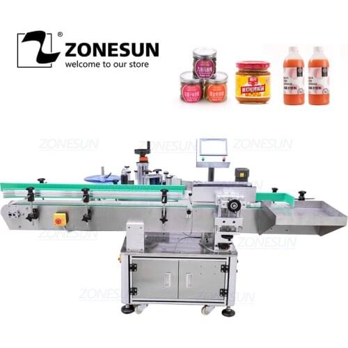 ZONESUN XL-T821 Automatic Round Surface Labeling Machine Paint Can Bottle Vertical Rolling Sticker Labeler Packing