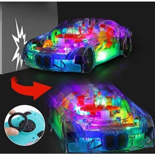 Toy Car for Kids with Flashing LED Transparent Magnetic Gear Colorful Light