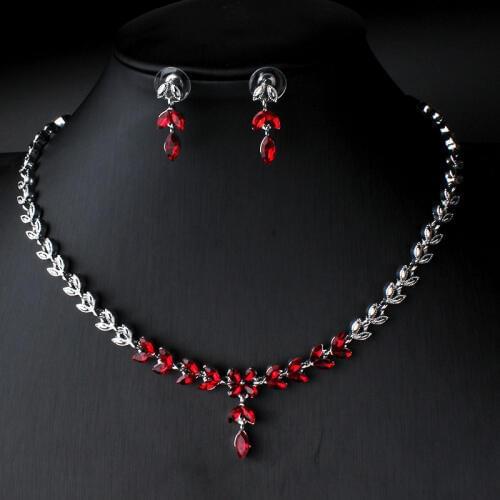 Jiayijiaduo Indian Womens Crystal Wedding Jewelry Set Silver Color Bridal Necklace Earrings Set Crystal dropshipping