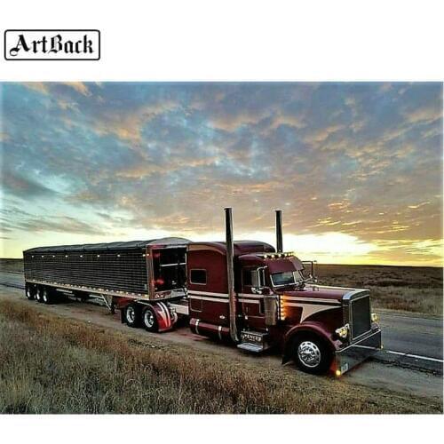 ARTBACK 5d diamond painting dusk sunset truck diy full square diamond embroidery rhinestone mosaic decorative handmade artwork