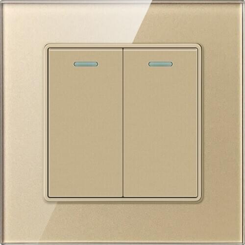 KAMANNI Push Button Switch Gold Luminous Fluorescent Strip Crystal Glass Panel 1/2/3/4 Gang 1/2 Way Luxury Modern Wall Switches