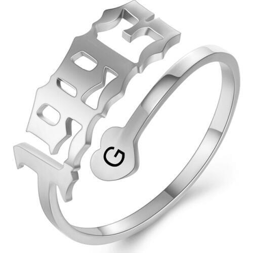 Custom Rings for Women Year Letter Personalized Silver Color Ring Stainless Steel Ring Women Birthday Wedding Jewelry Gifts