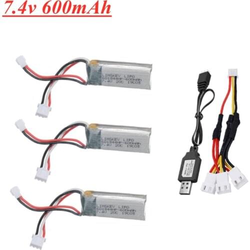 7.4V 600mAh LiPo Battery for WLtoys F959 XK DHC-2 A600 A700 A800 A430 2.22Wh RC Drone Spare Parts 7.4v 2s li-po battery