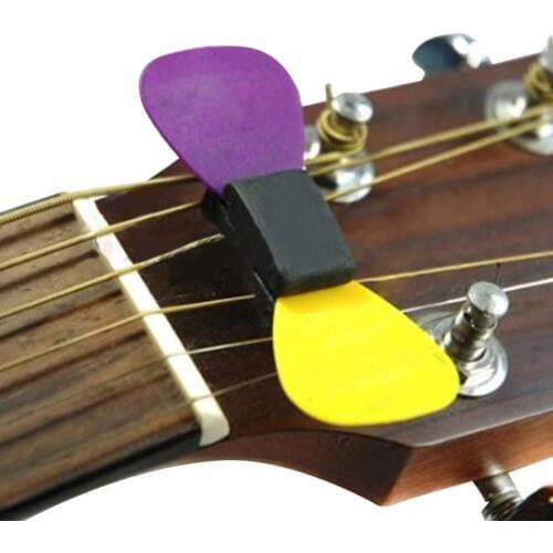 Lovely Cute Guitar Accessories 1Pc Black Rubber Guitar Pick Holder Fix On Headstock For Guitar Bass Ukulele