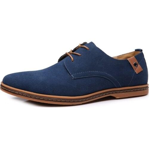 Men Oxfords Suede Leather Dress Shoes Brogue Lace Up Men Casual Shoes Luxury Brand Moccasins Loafers Men Classic Plus Size 39-48