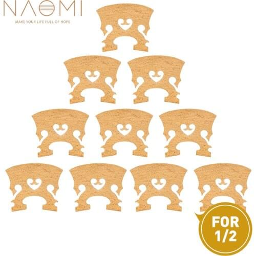 NAOMI 10pcs/1set Violin Bridge Natural Dry Maple Wood Bass Style Violin Accessories For 1/2 Violin