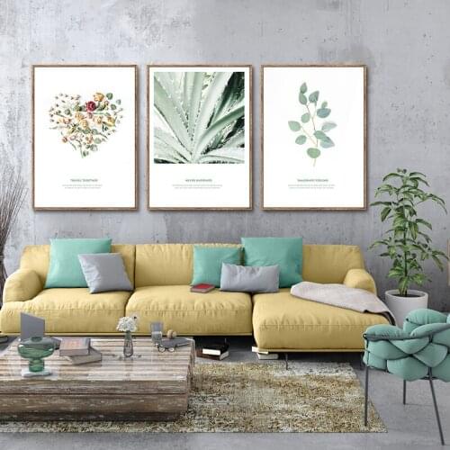 Green Plant leaves Wall art canvas painting plants Wall Pictures for Living Room Nordic Decoration Pictures morden Home decor