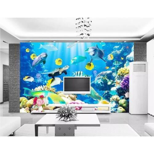Custom photo wallpaper for walls 3 d murals wallpaper Seabed creature sea world dolphin background wall papers home decoration