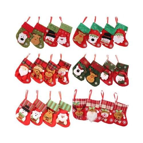 2021 New Hot Large Stockings Santa Elk Fabric Gift Socks Christmas Lovely Bag For Children Fireplace Tree Christmas Decoration