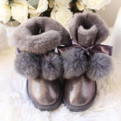 2019New Top Fashion 100% Natural Fur Snow Boots for Women Genuine Sheepskin Leather Lady Winter Boots Real Warm Wool Women Boots