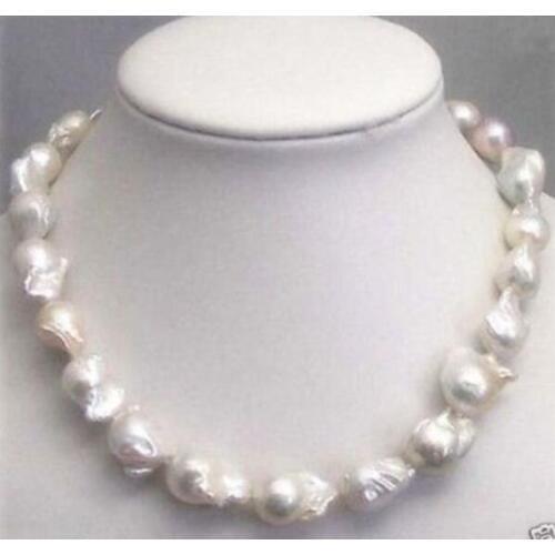 Huge 12-16MM WHITE SOUTH BAROQUE PEARL NECKLACE 18" 36"