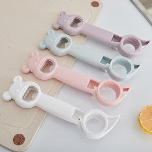 4 In 1 Can Opener Bottle Opener Multifunction Non-slip Handle Easy Open Cute Bear Safety Household Kitchen Useful Tools