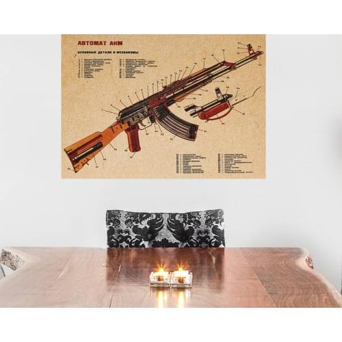 Gun AKM AK47 modified structure kraft poster paper home decor kids boys study room decoration wall sticker