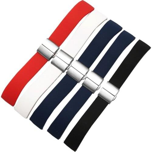 Soft Silicone Rubber Watchband 16 18 20 22 24mm Black White Red Bracelet Replacement Belt For Tissot TIANWANG Watch Accessories
