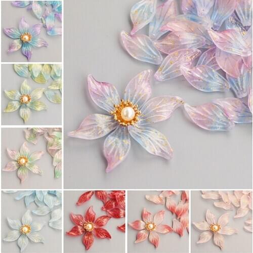 10pcs 14x30mm Flower Petal Shape Crystal Lampwork Glass Loose Top Drilled Pendants Beads lot for Jewelry Making Findings DIY