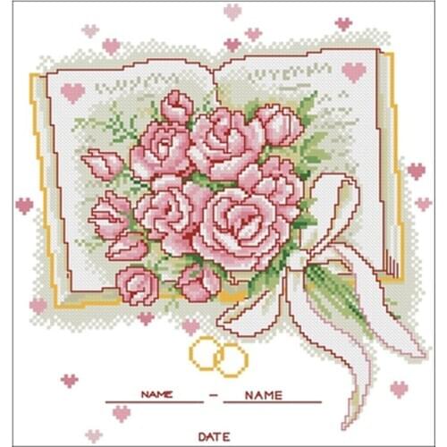 Wedding roses patterns Counted Cross Stitch 11CT 14CT 18CT DIY Chinese Cross Stitch Kits Embroidery Needlework Sets home decor