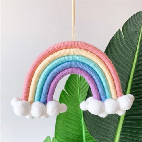 Home Decoration Pendant Hand-woven Cloud Colorful Arch Bridge Hanging Ornaments Girls Childrens Room Bedroom Wall Adornment