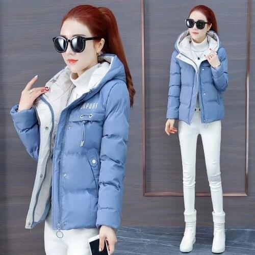 Thicken Down Cotton Jacket Women 2021 Winter Fashion Warm Hooded Parka Short Casual Female Plus Size Cotton-Padded Clothes Coat