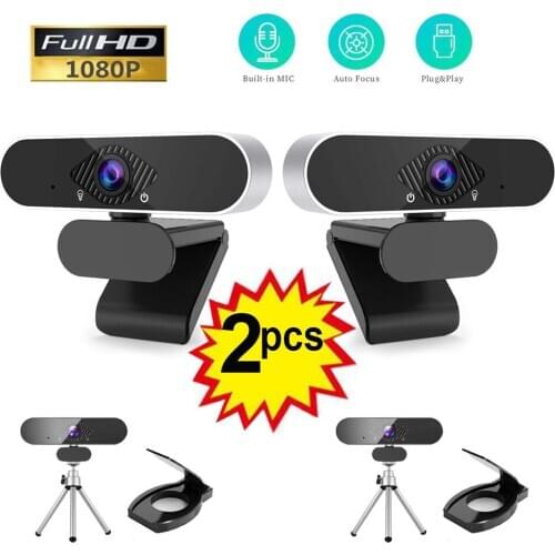 2PCS Computer Webcam with Built-in Microphone 2MP Full HD 1080P Widescreen Video Work Home Accessories USB Web Camera for PC