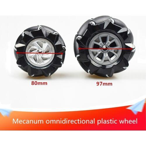 80mm or 97mm Mecanum Omnidirectional Plastic Wheel Consists of 9 Sub-wheels Independently Driven DIY RC Robot Car Chassis Part