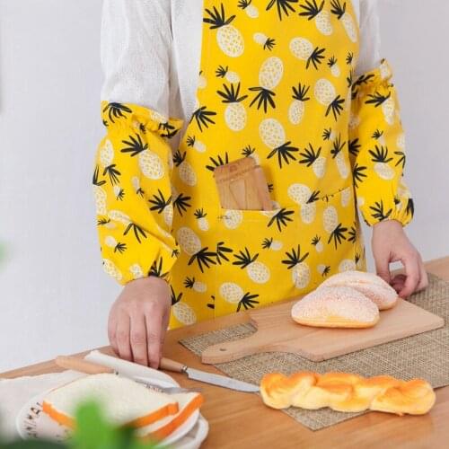 Pineapple Printed Kitchen Apron for Woman Cotton Linen Bib Home Cooking Baking BBQ Bib Aprons Cleaning Tool