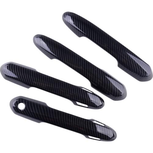 1 Set Carbon Fiber Style ABS Car Door Handle Cover Trim Moulding With Keyless Hole Fit For Toyota RAV4 2019 2020