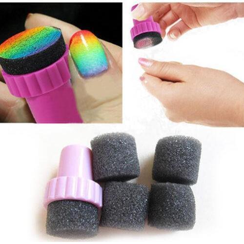 1 Set Nail Art Sponges Stamp Stamping Polish Template Transfer DIY Manicure Tool Useful Gradient Color Plastic Nail Art Making