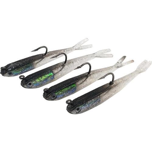 2pcs 3D Eyes Lead Fishing Lures With Red Tail Soft Fishing Lure Single Hook Baits Artificial Crankbait Jig Wobblers 7cm 6g