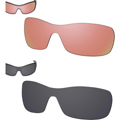 SmartVLT 2 Pieces Polarized Sunglasses Replacement Lenses for Oakley Antix -Peach Gold and Solid Black