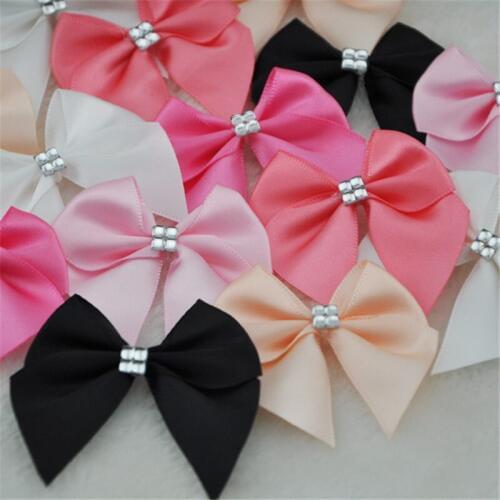 20PC Ribbon Bows Flower the Rhinestone Appliques Sewing Craft Lots B227