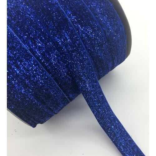 3 Yards 1"(25mm)Wide Glitter Blue Velvet Ribbon Headband Clips Bow Wedding Decoration