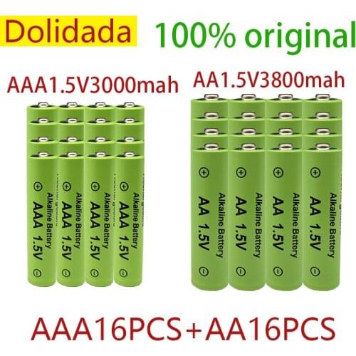 New AA + AAA Rechargeable AA 1.5V 3800Ah/1.5V AAA 3000Ah Alkaline Battery Flashlight Toys Watch MP3 Player Replace Ni-Mh Battery